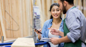 customer getting help at hardware store