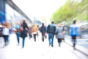 Consumers shopping outside