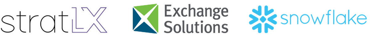 stratLX, Exchange Solutions, Snowflake Logos